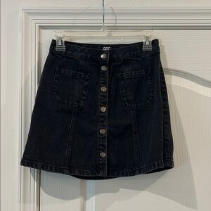 BDG Black Button-Front Mini Skirt